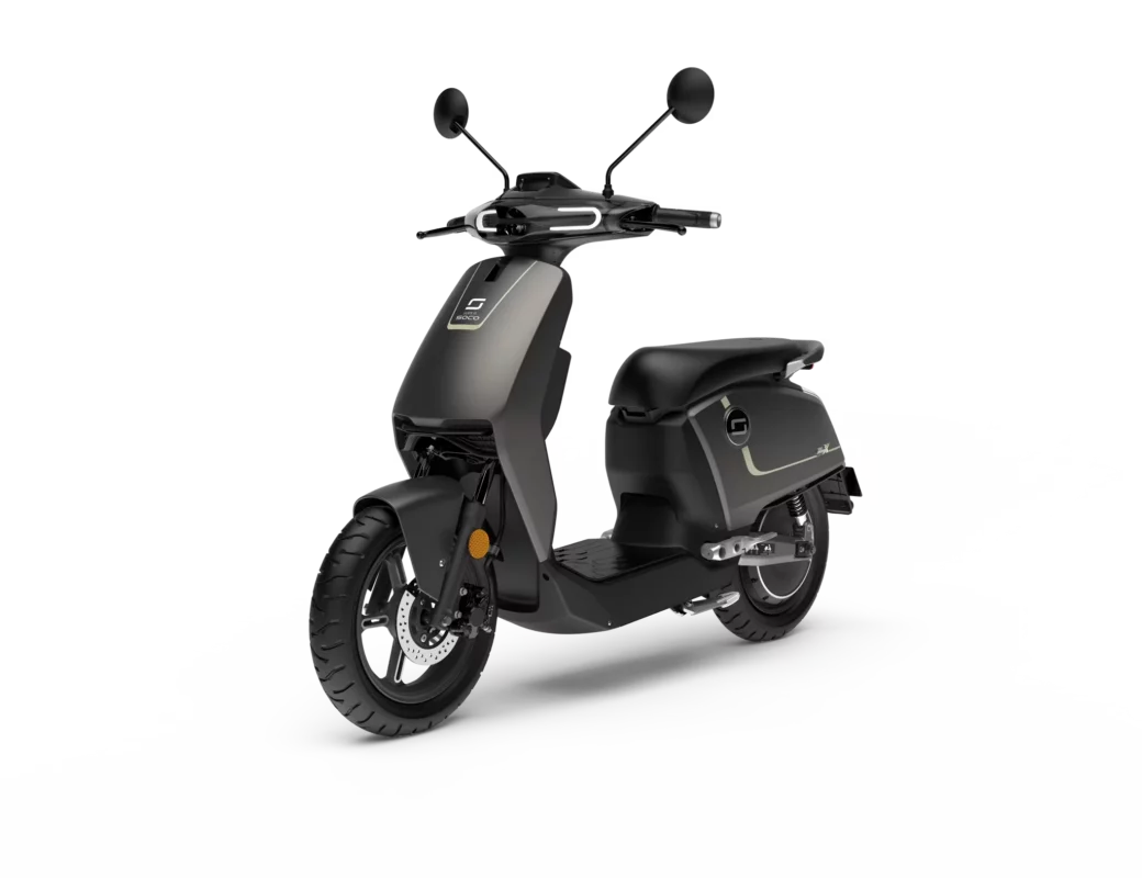 RideFlex Delivery — Zwarte RideFlex e-scooter schuin van voren